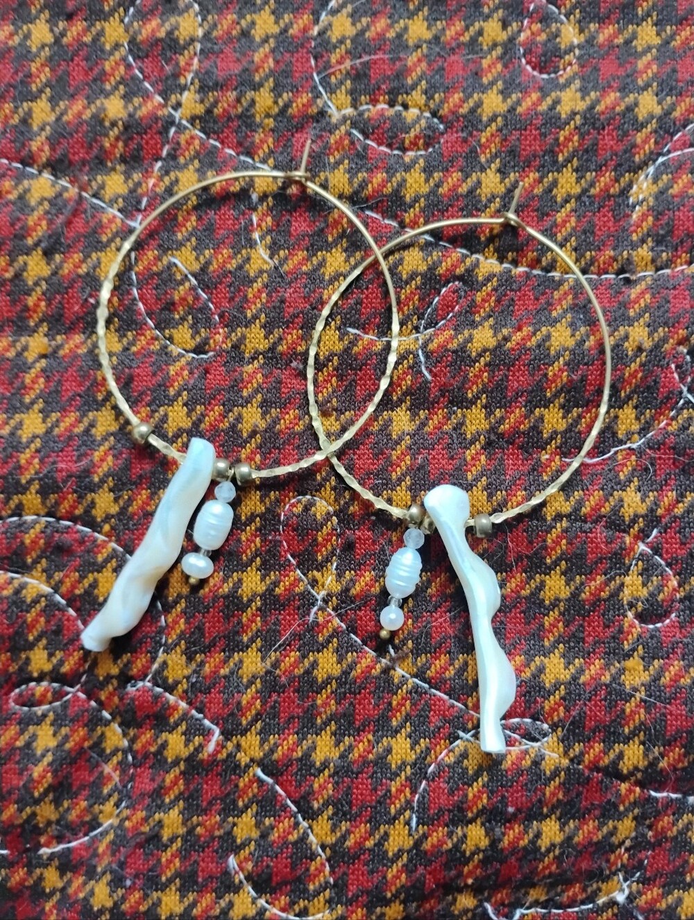 XL Hoops With Handmade Pearl and Shell Charms